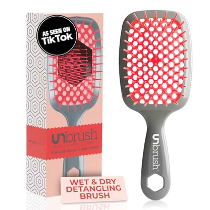FHI Heat UNbrush Detangling Brush for Pain-Free Brushing on All Wet or Dry Hair Types — Durable DuoFlex Anti-Static Bristles, Lightweight Handle, Vented Hair Brush