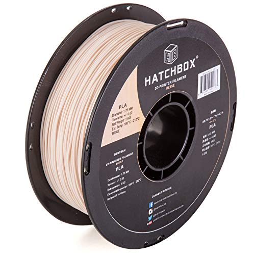 HATCHBOX 1.75mm Beige PLA 3D Printer Filament, 1 KG Spool, Dimensional Accuracy +/- 0.03 mm, 3D Printing Filament