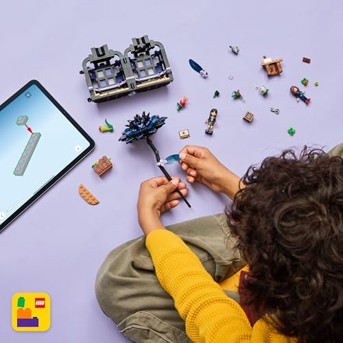 LEGO Wednesday Black Dahlia Flower Building Toy - Pretend Play Set for Girls & Boys, Ages 9+ - with Wednesday Addams & Professor Minidolls - Building Blocks for Kids - Gift Idea for Birthdays - 76784