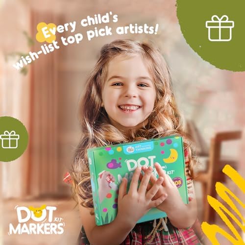 Jar Melo Washable Dot Markers, 6 Colors Dot Paints with 108 PDF & 10 Physical Activity Papers, Non-Toxic Bingo Daubers for Toddlers 1-3 2-4