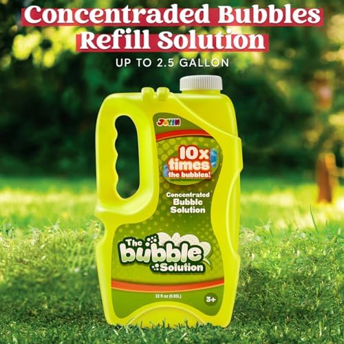 JOYIN 32 oz Bubble Solution Refills (Close to 1L/ 2.5 Gallon), Concentrated Solution for Bubble Machine, Wands, Blower, Easter (Yellow)