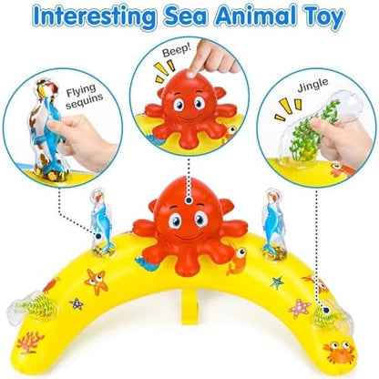 EZIGO Baby Pool Float with Canopy UPF50+ Sun Protection, Inflatable Kids Pool Floats with Ocean Animal Toys for Baby 6-36 Months, Infant Swimming Float with Adjustable Safety Seat for Boys Girls