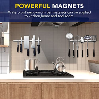 MIKEDE 50 Pack Neodymium Bar Magnets, Super Strong Heavy Duty with Double-Sided Adhesive, Powerful Rare Earth Magnets Bars for Craft, Fridge, Kitchen, Office - 60x10x3mm