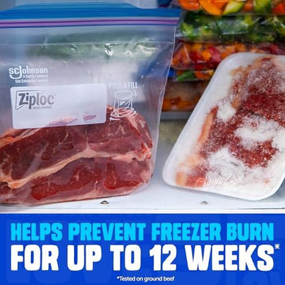 Ziploc Gallon Food Storage Freezer Bags, Stay Open Design, Easy to Fill, 66 count, 2 Pack, 132 Total