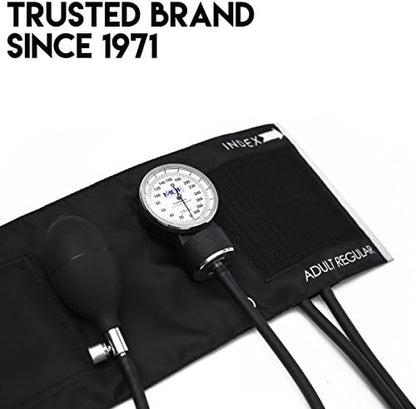 MDF Instruments, Calibra Aneroid Premium Professional Sphygmomanometer, Blood Pressure Monitor with Adult Cuff & Carrying Case, Lifetime Calibration, White Dial, Black Cuff, MDF808M11