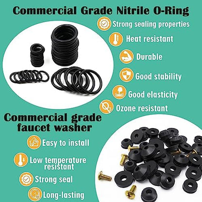 28 Size 560 Pcs Faucet Rubber Washers Kit and SAE O Ring Assortment Set for Assorted Plumbing Faucet Sealing Repair