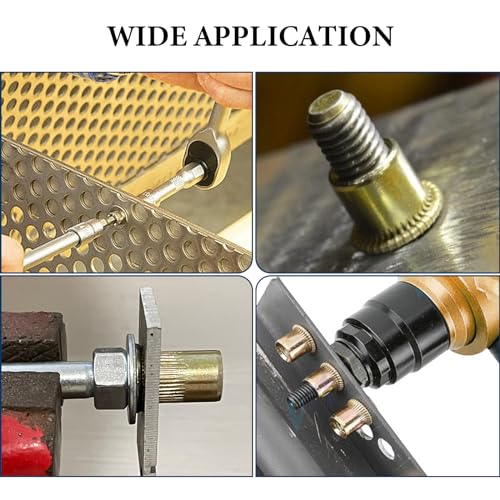 Metric Rivet Nut Assortment Kit(230 Pcs), M3 M4 M5 M6 M8 M10 M12 Flat Head Rivnut Set,Zinc Plated Finish Carbon Steel Nutsert