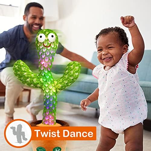Pbooo [Update Volume Adjustable Dancing Cactus Mimicking Toy, Talking Repeat Singing Cactus Toy 120 Pcs Songs for Baby 16s Record Your Sound with Led Light
