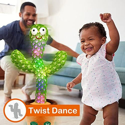 Pbooo [Update Volume Adjustable Dancing Cactus Mimicking Toy, Talking Repeat Singing Cactus Toy 120 Pcs Songs for Baby 16s Record Your Sound with Led Light