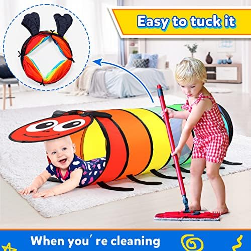 Moncoland Kids Play Tunnel for Toddlers, 6-ft Colorful Pop Up Crawl Through Tunnel Play Tent for Baby or Dog Cat, Collapsible Gift for Boy Girl Games Indoor Outdoor Toys