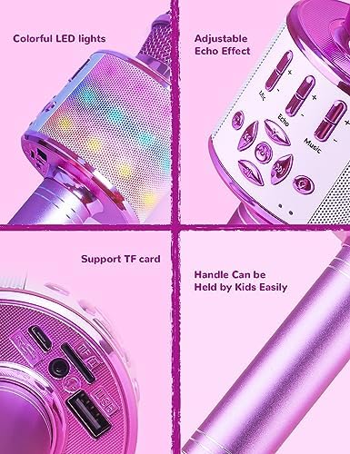 Amazmic Toys for Girls, Kids Karaoke Microphone Toddler Microphone for Kids with Lights, Birthday Gift for Girls, Boys Toy Age 3 4 5 6 7 8+(Light Purple)