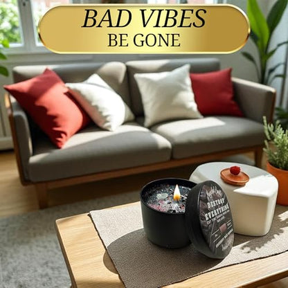 Destroy Everything Spiritual Candle to Cut Ties, Remove hexes and Bad luck | Energy cleansing | Soy Candles Non Toxic | Sage Candle | Cleanse Your Home & Calm, Soothe, Restore Body & Mind (Set Of 9)