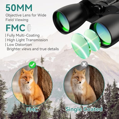 MLight 10-30X50 Zoom Binoculars for Adults, High Powered Military Binoculars for Bird Watching, Hunting, Outdoor, Hiking, Concerts Large View/Waterproof/BAK7 Prism/FMC Lens/Low Light Night Vision