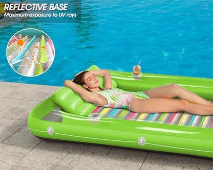 Inflatable Tanning Pool Lounger Float - Jasonwell 4 in 1 Sun Tan Tub Sunbathing Pool Lounge Raft Floatie Toys Water Filled Tanning Bed Mat Pad for Adult Blow Up Kiddie Pool Kids Ball Pit Pool