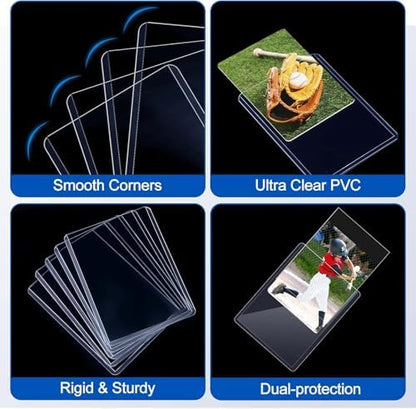 100 Count Topload Card Holder, Sooez 35PT Topload Card Protector, 3" x 4" Hard Plastic Card Sleeves, Baseball Card Protector, Rigid Toploading Card Case for Collectible Trading Sports Cards