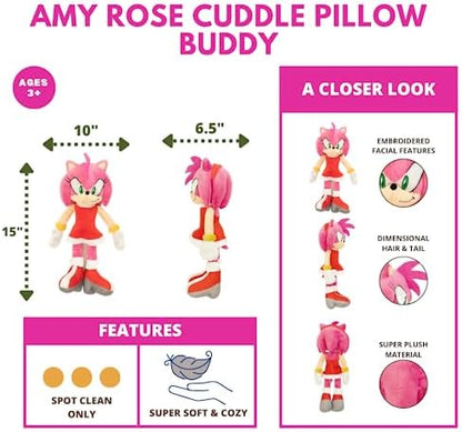 Franco Super Soft Plush Anime Cuddle Pillow Buddy, 1 Count (Pack of 1), Sonic The Hedgehog Amy Rose