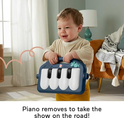 Fisher-Price Baby Playmat Kick & Play Piano Gym with Musical and Sensory Toys for Newborn to Toddler, Navy Fawn