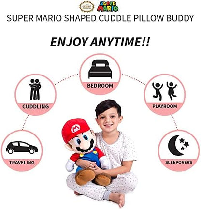 Super Mario Kids Bedding Super Soft Plush Cuddle Pillow Buddy, One Size, By Franco