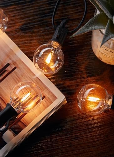 Brightown G40 Replacement LED Light Bulbs, 25 Pack Clear Globe Bulb fits E12 C7 Candelabra Screw Base Sockets, 1.5 Inch Dimmable Edison Light Bulbs for Indoor Outdoor Patio Decor, Warm White