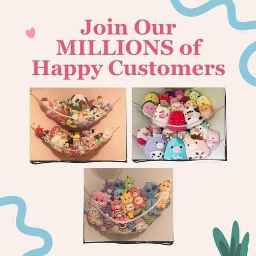 Lilly's Love Large Stuffed Animal Hammock | Corner Hanging Organizer, Stuffed Animal Storage | Easy to Hang Plushie Net w/Included Anchors & Hooks | Cute Room & Bedroom Decor (White, 2 Pack)