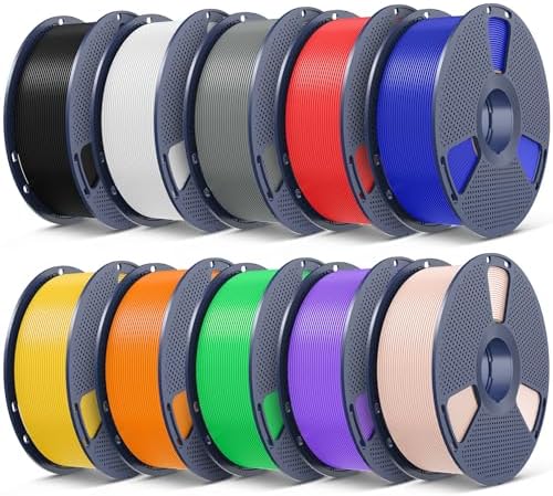 SUNLU PETG Filament 1.75mm 10KG Bundle,Individually Vacuum-Sealed,3D Printer Filament 1kg per Spool,10 Pack,10 Colors,Black+White+Grey+Red+Klein Blue+Yellow+Sunny Orange+Green+Lavender Purple+Beige