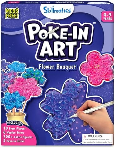 Skillmatics Poke-in Art - Flower Bouquet, Mess-Free Creative Activity, DIY Wood Craft Kits, Gifts for Girls & Boys Ages 4, 5, 6, 7, 8, 9