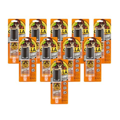 Gorilla 2 Part Epoxy, Clear Epoxy, 0.85 Ounce Syringe (Pack of 10) - 5 Minute Set, Incredibly Strong Bonding