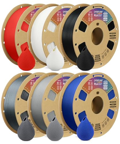 OVERTURE 6KG Bundle PLA Filament 1.75mm PLA 3D Printer Filament, 6 Pack 1kg(2.2lbs) Cardboard Spool, Dimensional Accuracy +/- 0.02mm, Fit Most FDM Printer (6 Color)