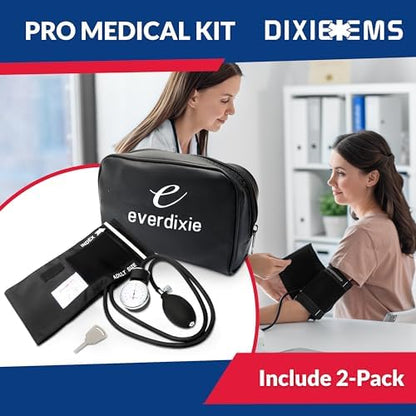 Deluxe Aneroid Sphygmomanometer Blood Pressure Monitor Set – 2-Pack – Adult Cuff, Carrying Case & Calibration Tool – High Contrast Dial for Accurate Readings – Portable & Durable Design – Black