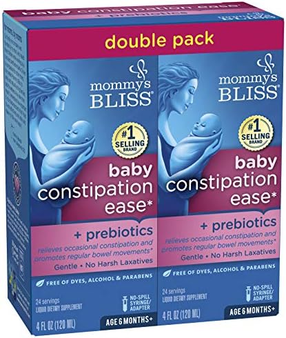 Mommy's Bliss Constipation Ease with Prebiotics, Promotes Bowel Movements, Gentle & Safe, No Harsh Laxatives, Age 6 Months+, 4 Fl Oz (Pack of 2)