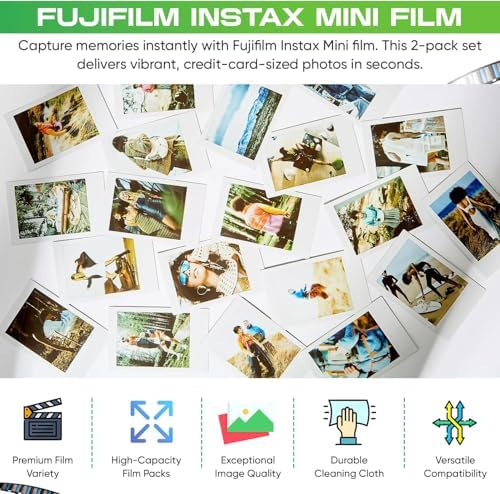 Fujifilm INSTAX Mini Instant Film 2 Pack = 20 Sheets (White) for Fujifilm Mini 8 & Mini 9 Cameras, Model:4332059078