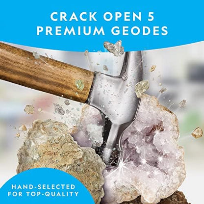 NATIONAL GEOGRAPHIC Break Open 5 Jumbo Geodes - Earth Science Kit with 5 Premium, Extra-Large Geodes with Crystals, Goggles & Display Stands, Science Gifts, Fun Stuff for Kids (Amazon Exclusive)
