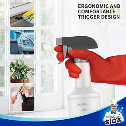 MR.SIGA 16 oz Empty Plastic Spray Bottles for Cleaning Solutions, Heavy Duty Household Reusable Spray Bottles with Measurements and Adjustable Leak Proof Nozzle, 3 Pack