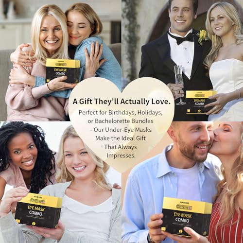 Under Eye Patches(50 Pairs), 24K Gold, Caffeine, Hyaluronic Acid, Aloe Vera Eye Masks for Dark Circles Puffy Eyes Undereye Bags, Eye Skin Care Gift Set for Bachelorette Party Favors