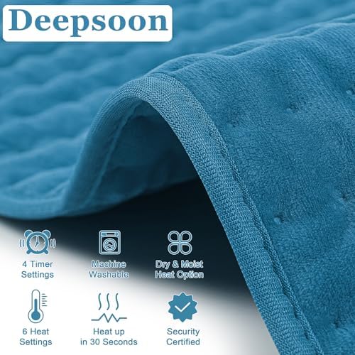 Heating Pad-Electric Heating Pads for Back,Neck,Abdomen,Moist Heated Pad for Shoulder,Knee,Hot Pad for Arms and Legs,Dry&Moist Heat & Auto Shut Off(Blue, 33''×17'')