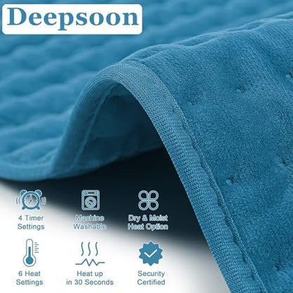 Heating Pad-Electric Heating Pads for Back,Neck,Abdomen,Moist Heated Pad for Shoulder,Knee,Hot Pad for Arms and Legs,Dry&Moist Heat & Auto Shut Off(Blue, 33''×17'')