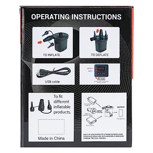 Dr.meter Air Pump for Inflatables, Rechargeable 4000mAh Battery Air Mattress Pump - Portable Quick-Fill Inflator Deflator for Outdoor Camping Inflatable Pool Float Boat Raft Yoga Ball Swim Ring Airbed