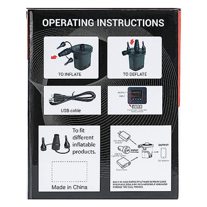 Dr.meter Air Pump for Inflatables, Rechargeable 4000mAh Battery Air Mattress Pump - Portable Quick-Fill Inflator Deflator for Outdoor Camping Inflatable Pool Float Boat Raft Yoga Ball Swim Ring Airbed