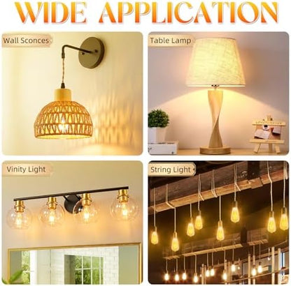 Edison Bulbs, E26 LED Bulb 60 watt Equivalent, Non-Dimmable, Soft White 2700K, ST58 Vintage Light Bulbs, 90+ CRI, 6W 600LM, E26 Medium Base, Clear Glass, 12 Pack