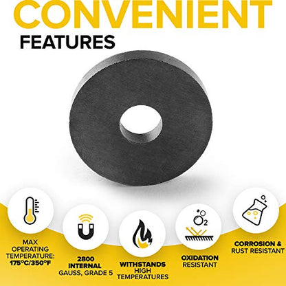 Heavy Duty Ring Magnets - Ultra Strong 1.2" Magnets with Holes for DIY & Crafts - Space Organization Set for Home, Kitchen, Workshop (40 pcs)