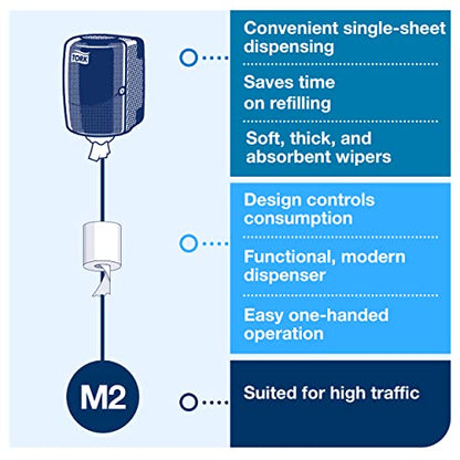 Tork Industrial Centrefeed Dispenser Black - M2 + Refill - Paper Wiper White, 6 x 1000 Sheets