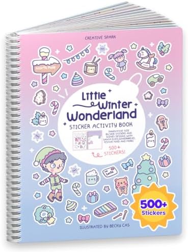 Christmas Sticker + Coloring Book for Kids (500+ Holiday Stickers & 12 Scenes) by Cupkin, Fun Side by Side Winter Activity Books, Stocking Stuffer for Older Boys & Girls Ages 2-4, 4-8 or 8-10