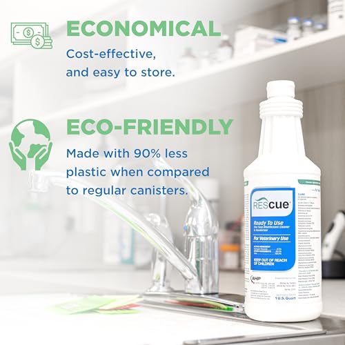 REScue One-Step Ready-to-Use Disinfectant Cleaner & Deodorizer – For Veterinary Use, Animal Shelters, Pet Foster Homes, Kennels, Litter Box – 32 Ounce RTU (Spray Nozzle NOT Included)