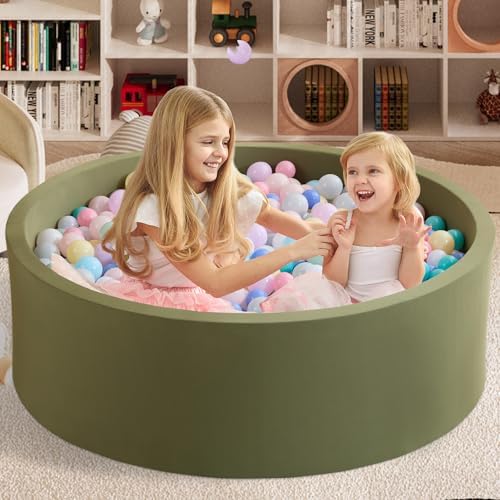 Ball Pit for Toddlers 47.24''x15.75'' Baby Ball Pit Soft Foam Ball Pits Round Lagre Kids Ball Pits Indoor Kids Play Ball Pool Ideal Gift for Children (Sagegreen, NO Balls)