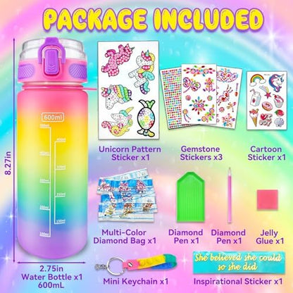 EDSPORTSHOUSE Decorate Your Own Water Bottle Kits for Girls Age 4-6-8-10,Unicorn Painting Crafts,Fun Arts and Crafts Gifts Toys for Girls Birthday Christmas(Unicorn)