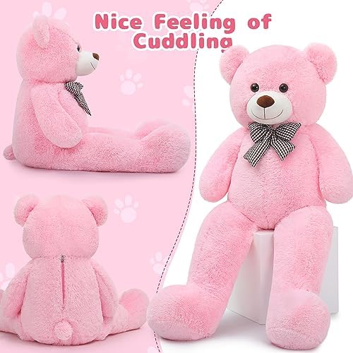 MaoGoLan Giant Teddy Bear 4 Feet,Adorable and Cuddly Big Teddy Bear Stuffed Animal 47", Pink Teddy Bear Plush Gift Decoration for Baby Shower,Party,Birthday,Valentines Day
