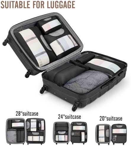 Veken 10 Set Packing Cubes for Travel Essential, Suitcase Organizer Bags in 4 Sizes, Carry-On Luggage Accessories with Large Laundry & Hanging Toiletry Bag, Must-Have for Airplane, Road Trip & Camping