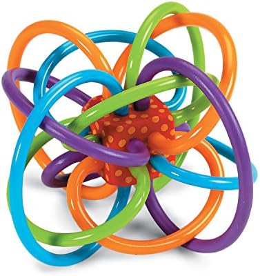 Manhattan Toy Winkel Rattle & Sensory Teether Toy, Blue/Green/Orange, 5 Inch x 4 Inch x 3.5 Inch