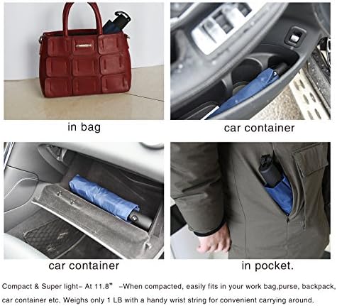 SIEPASA Two Packs Auto Open & Close Small Travel Umbrella Compact for Backpack-Umbrellas for Rain, Windproof Lightweight Strong Mini Portable Umbrellas for Men and Women.& Black, 2 Pack