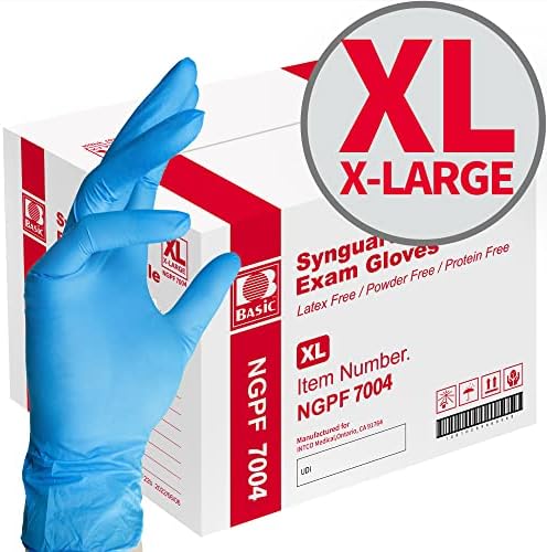 Basic Medical Blue Nitrile Exam Gloves, Latex-Free & Powder-Free Food-Safe House Cleaning Disposable Glove (1000 Pcs)